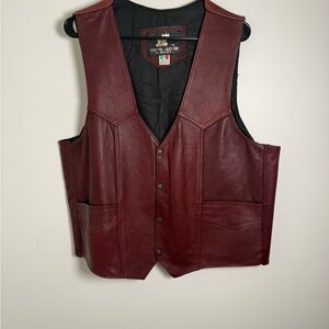Men's Vintage Burgundy Leather Vest